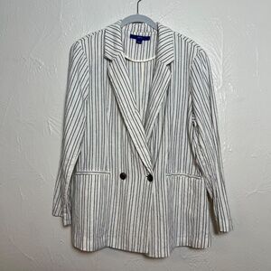 Apt. 9 Striped Linen Blazer Large